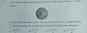 A fixed sphere of radius R and uniform mass density 'd' has a c... | Filo