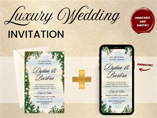 Luxury Wedding Invitation Template Editable in Canva Printable or Digital Minimal Wedding Invite Save the Date RSVP - Etsy