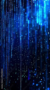 Digital rain of code, Blue matrix style binary streams depicting data flow and cyber security concept, abstract vertical background, seamless loop. Stock Video