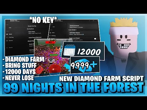 99 Nights In The Forest Script *NO KEY* - Auto Farm, Auto Diamond, New Update, Open Map & More!🌋💎