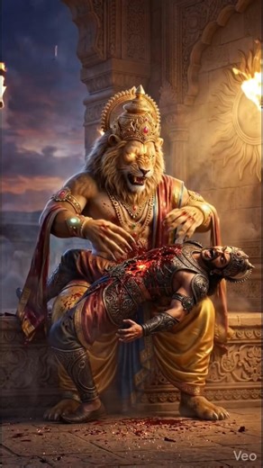 The Roar of Justice: Narasimha Avatar 🦁🔥 | Ugram Veeram Maha Vishnum #Shorts