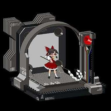 Reimu Hakurei in the funny machine dancing