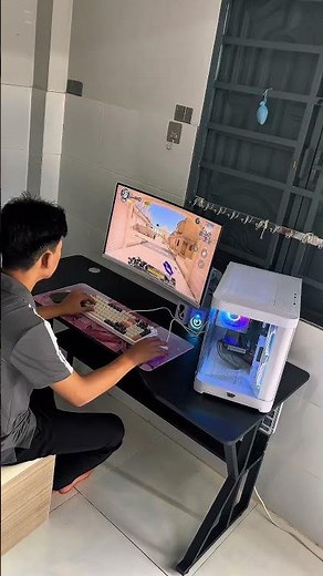 Full-white gaming PC build paired with a 27-inch curved monitor delivered in Dong Thap #pc #pcgaming