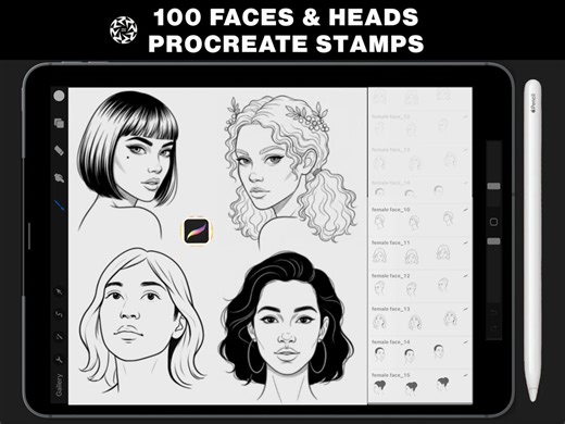 100 Procreate Face Stamps | Realistic Face Poses for Illustration & Portraits Bundle - Etsy UK
