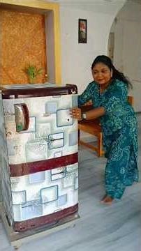 Goodbye to the old fridge 😪❌#makeover #oldtonew #wallpaper #fridge #ideas #creative #shorts #tips