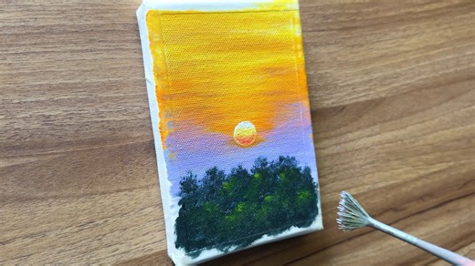 7.9K views · 151 reactions | Sunset nature acrylic painting full tutorial ‍⬛ | Vinee Painting | Facebook