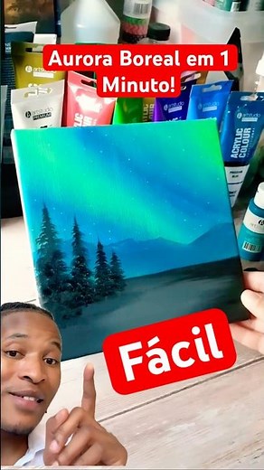 Como Pintar a Aurora Boreal de Forma Fácil e Rápida (Passo a Passo Incrível!) #art #painting #artis