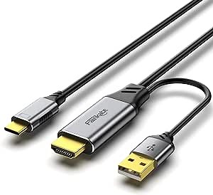 HDMI to USB C Cable 4K60Hz, HDMI 2.0 to UsbC 6.6FT Soft Graphen Cable Adapter, Connect HDMI Laptop, PC, Xbox, Steam Deck Dock to USB-C Monitor, Nreal Air, Xreal Air, Touchable Portable Monitor