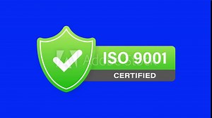 ISO 9001 Certified badge, icon. Certification stamp. Motion graphics.