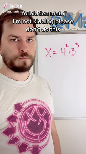 I literally have the 2nd, 3rd and 4th powers of 1-10 written on my whiteboard at all times. I might have a problem. Anyway this one is VERY cursed please don’t do this!! Thanks #math #mattmath #maths #mathematics #mathtok #forbiddenmath #mathtrick #mathhack #hack #funny