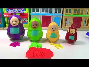 Teletubbies Nesting Eggs Stacking Cups Colors with Play Doh