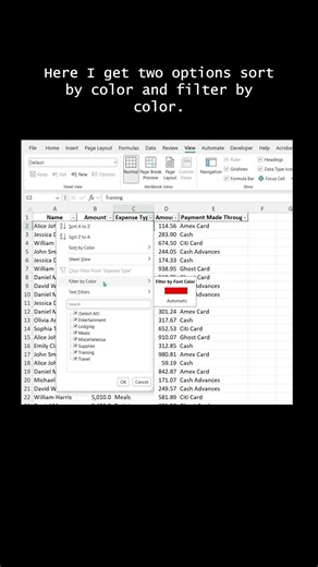 Excel filter and sort explanations for beginners