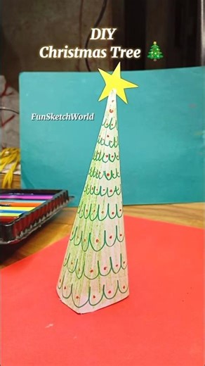 Paper Cone Christmas Tree 2025 🎄 | DIY Xmas Decor | Christmas Craft | FunSketchWorld #shorts #diy
