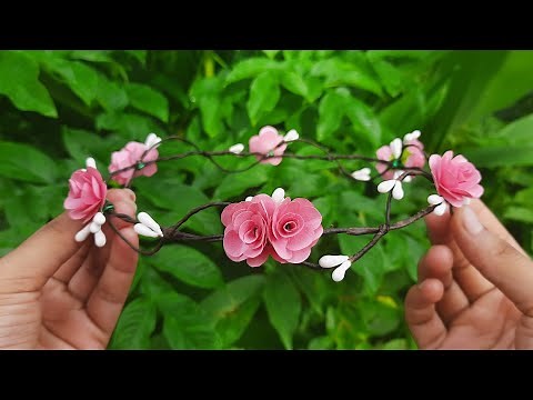How to make paper flower tiara at home|tiara hairband|diy flower crown|simple handmade tiara