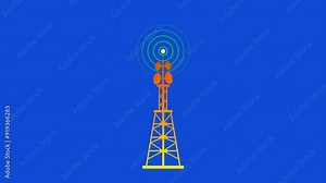 Visualization of radio waves transmitted by a network tower.network tower produced radio wave animation.