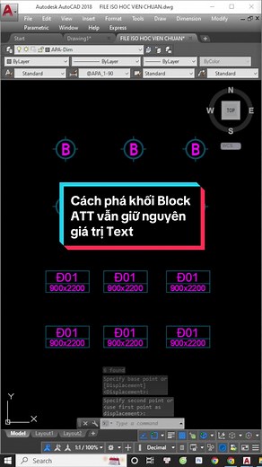 Cách phá khối Block ATT nhưng vẫn giữ nguyên giá trị Text 😎#autocadtutorial #autocad #kientruc #xuhuong #thietkenoithat #apaacademy