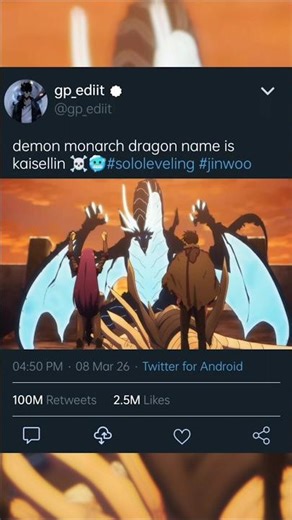 demon monarch dragon name is kaisellin ☠️🥶 #sololeveling #shadowmonarch #jinwoo