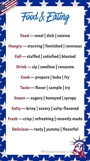 10 Food & Eating Words You Can Use Daily #esl #synonyms #vocabulary #english