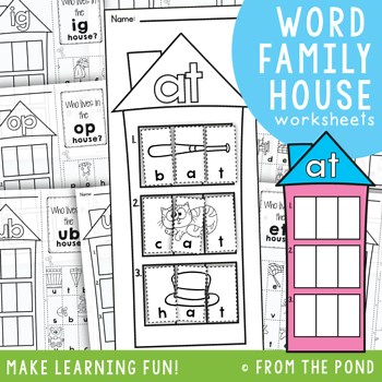 CVC Word Family Worksheets | Cut and Paste Word Families Activity Pack