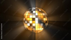 4K clockwise rotating orange - black - white disco ball. Array of bright, glowing colors on glitter ball. Shining spherical mirror ball with a complex display stock video. Stock Video