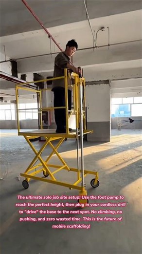 Amazing Scaffolding Lift 🏗️🔋 Foot-Pump Lift & Drill-Drive Wheels #tools #tips #tricks #how #diy