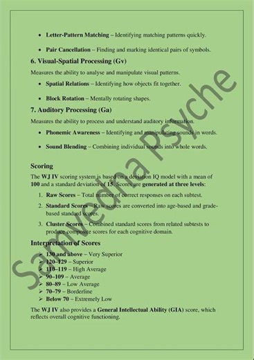 Woodcock Johnson Tests of Cognitive Abilities (WJ )