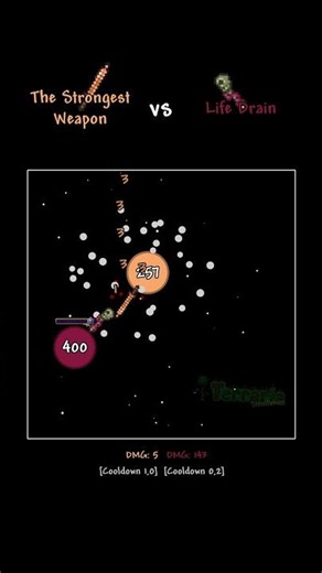 The Strongest Weapon VS Life Drain #terraria #simulation #satisfying #shorts #terrariasimulation