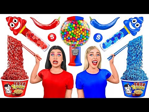 Red Food vs Blue Food Challenge #2 | Eating Everything Only In 1 Color For 24 Hours TeenDO Challenge