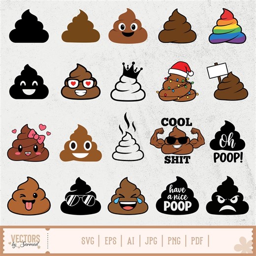 Poop SVG Bundle, Cute Poop SVG, Poop Emoji Svg, Poop Face Svg, Poop Clip Art, Smiling Poop, Cool Poop Svg, Have a nice Poop, Toilet Svg
