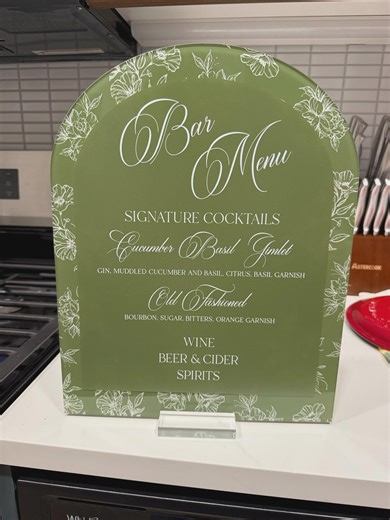 Bar Menu Sign: Floral Chinoiserie Design (acrylic Wedding Decor) - Etsy