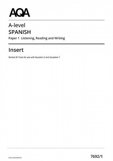AQA A Level Spanish Paper 1 2025