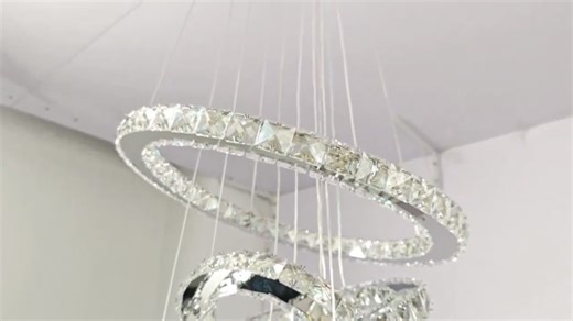 Watch Crystal Chandeliers Modern LED Rings Pendant Light on Amazon Live