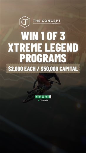 Become an Xtreme Trading Legend. 😎 🚨 𝗪𝗜𝗡 𝟭 𝗼𝗳 𝟯 𝗫𝘁𝗿𝗲𝗺𝗲 𝗟𝗲𝗴𝗲𝗻𝗱 𝗣𝗿𝗼𝗴𝗿𝗮𝗺𝘀 𝘃𝗮𝗹𝘂𝗲𝗱 𝗮𝘁 $𝟮,𝟬𝟬𝟬 𝗲𝗮𝗰𝗵 𝗮𝗻𝗱 𝘁𝗿𝗮𝗱𝗲 & $𝟱𝟬,𝟬𝟬𝟬 𝗶𝗻 𝗰𝗮𝗽𝗶𝘁𝗮𝗹. 👉 All you need to do is answer one simple question about the trading tool you can’t live without. Every entry receives a 𝟯𝟱% 𝗢𝗙𝗙 𝗼𝗻𝗲-𝗼𝗳𝗳 𝗰𝗼𝘂𝗽𝗼𝗻. No daily drawdown. No complex rules. Rapid scaling. Helping traders make more money since 2021. | The Concept Trading