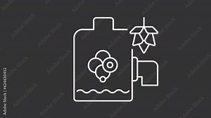 Set of white icon animation of beer brewing process, HD video with transparent background, seamless loop 4K video of industrial beer production.