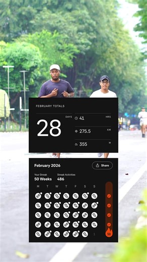 Tetap nyalakan api @Strava mu kawan wkwkwk Februari F-nya Full workout hahaha walaupun mileage turun karna puasa tapi masih bisa olahraga #strava #run #running #workout #cardio