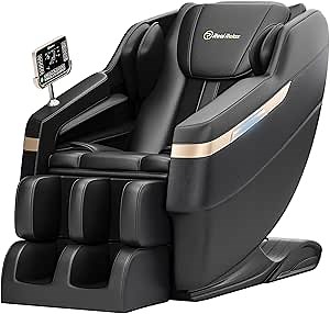 Real Relax Massage Chair, Full Body Massage Zero Gravity Mode, with Foot Massage, Bluetooth, LCD, Waist and Calf Heater, Black