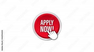 Apply now. Web banner. Arrow, cursor icon. Arrow icon. Hand click. Motion graphics.