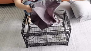 Stackable Clothes Storage Bins, Foldable Metal Closet Box Chest, Removable Clear Window Lined Bag, Under Bed Storage for Blanket