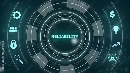 Animated digital diagram displaying the concept of reliability in business strategy