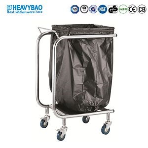 [Hot Item] Heavybao Hotel Stainless Steel Refuse-Sack Cleaning Cart for Garbage