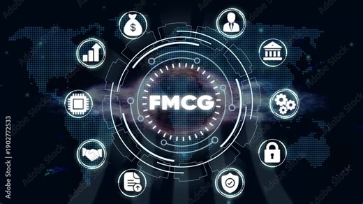 Fast Moving Consumer Goods F M C G Global Business Concept with and Map Background FMCG