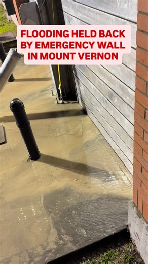 Tyler Cunnington on Instagram: "UPDATE: As of roughly 10:15 p.m, the Skagit River inched its way to a new record high (37.43 feet) ——————- The flood wall here in Mount Vernon is now being put to the test — similar to the flood in 2023. The Skagit River is now well above the riverwalk and is seeping through its lower panels **which is by design, to relieve pressure** The water is moving FAST, with huge trees passing by every few seconds. One even clanged against the underside of the bridge pretty