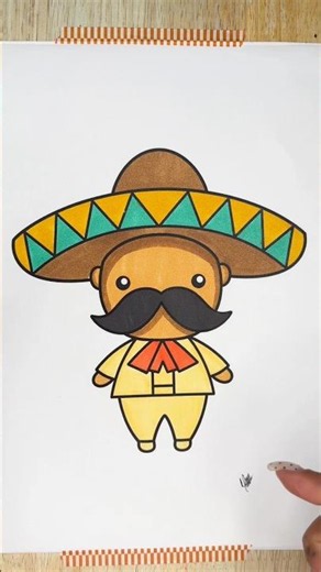 Cute Mexican Character Drawing 🌵🇲🇽 | Satisfying Coloring Art