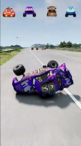 McQueen Team vs Giant Trucks – Who Can Pass? 😳🚛#mcqueen #mater #crazy #funny #beamngdrive DRIVE GAME