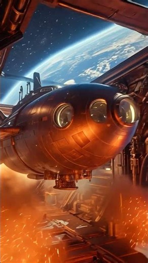 A cinematic sci-fi artwork of a futuristic submarine in a space station interior