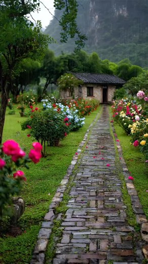 obkhanllc on Instagram: "Raindrops, mingled with mountain mist, fell, soaking the bluestone path until it gleamed. The flowerbeds along the roadside, glistening with moisture, resembled scenes from childhood... #naturebeauty🍃🍁🌳🏞️ #rainydaysandcozyways #naturelover"