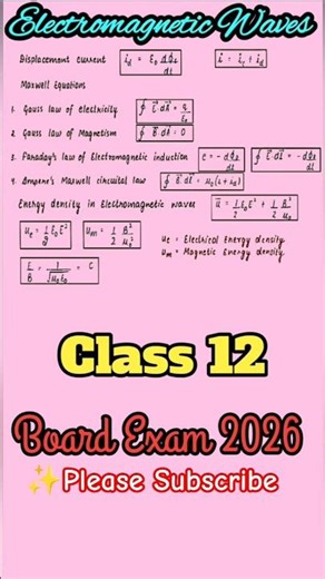 class 12 physics formula ||Electromegnetic Waves||#physics#ytshorts #increasesusbcribers #education