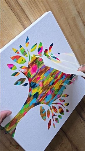 Masking Tape Acrylic Painting Idea #easyart #shorts