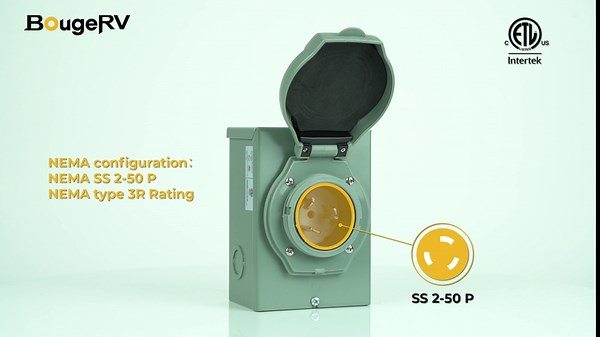 Amazon.com : BougeRV 50 Amp Generator Power Inlet Box, NEMA 3R Power Inlet Box, NEMA SS 2-50P, PB50 CS6375 Weatherproof Inlet Box, 125/250 Volt,12500 Watts for Generators, Transfer Switch, ETL Listed, Outdoor use : Patio, Lawn & Garden