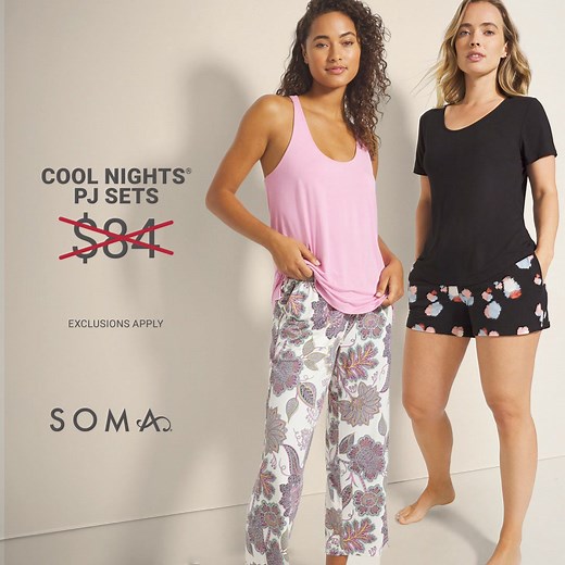 250K views · 97 reactions | $49 + COOL NIGHTS® PJs! Known for their cooling fabric and next level softness, our Cool Nights® Sets are a Fall must-have. | Soma Intimates | Facebook